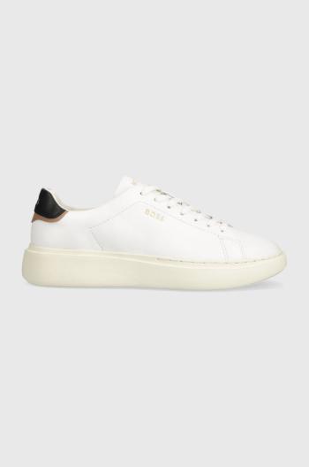 Kožené sneakers boty BOSS Amber bílá barva, 50511113