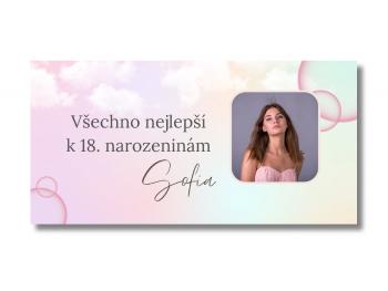 Narozeninový banner s fotkou - Pink Bubble Rozměr banner: 130 x 65 cm