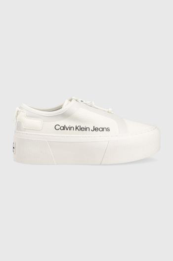 Tenisky Calvin Klein Jeans Vulcanized Flatform dámské, bílá barva
