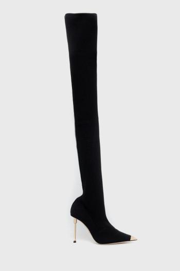 Kozačky Elisabetta Franchi dámské, černá barva, na podpatku