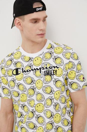 Bavlněné tričko Champion Champion X Smiley 218223 bílá barva, vzorovaný