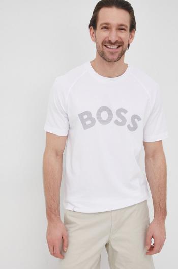 Tričko BOSS Boss Athleisure pánský, bílá barva, s potiskem
