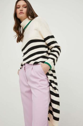 Vlněný svetr Answear Lab dámský, bílá barva, s golfem