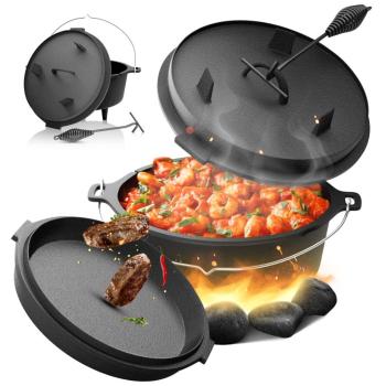 Broil-master® Litinový kotlík s nožičkami, 9 L, černý