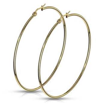 Šperky4U Zlacené ocelové náušnice - kruhy 70 mm - OPN1190-70