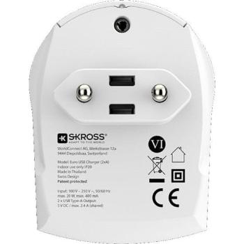 Skross Euro USB nabíjecí adaptér, 2400 mA, 2× USB výstup DC10