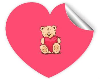 Samolepky srdce - 5 kusů Medvídek srdce