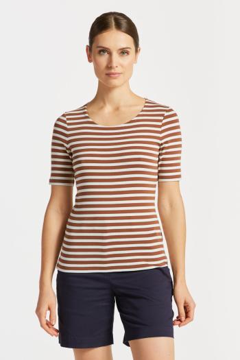 TRIČKO GANT STRIPED 1X1 RIB LSS T-SHIRT hnědá XS