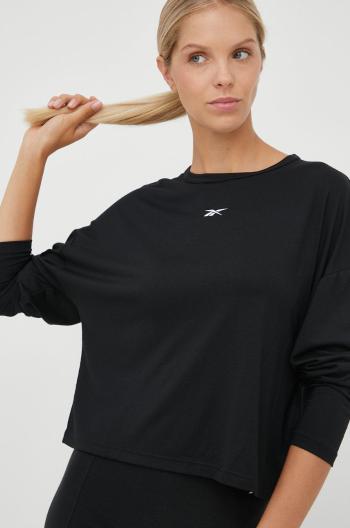 Tričko s dlouhým rukávem Reebok černá barva