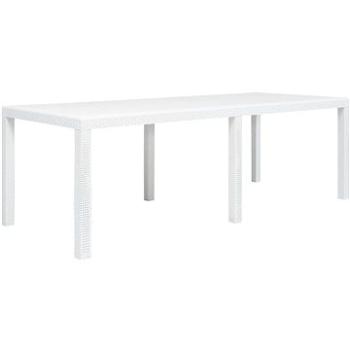  Zahradní stůl bílý 220 x 90 x 72 cm plastový ratanový vzhled (45607)
