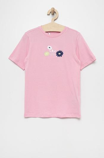 Dětské bavlněné tričko adidas Originals HF7466 růžová barva