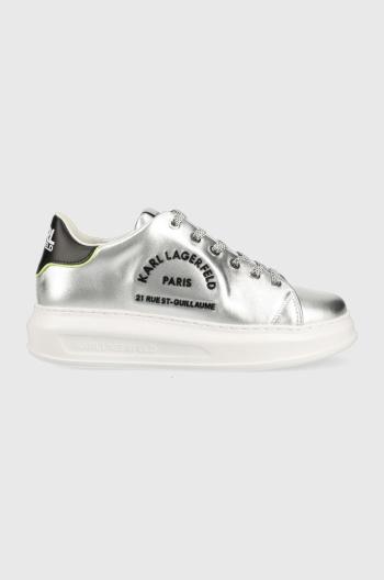 Kožené sneakers boty Karl Lagerfeld KL62539D Kapri stříbrná barva