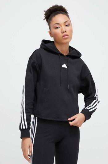 Mikina adidas dámská, černá barva, s kapucí, s aplikací, IP1533