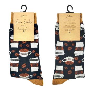 Veselé černé ponožky s kávou - 39-41 JZSK0003M