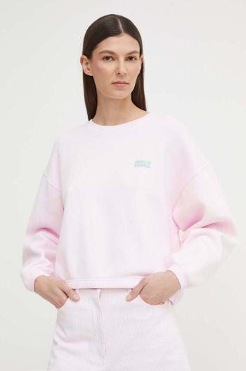 Mikina American Vintage SWEAT ML COL ROND dámská, růžová barva, hladká, IZU03AE24