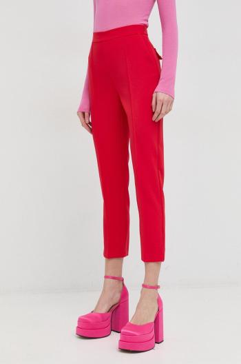 Kalhoty Elisabetta Franchi dámské, červená barva, přiléhavé, high waist