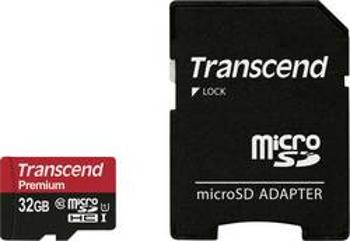 Paměťová karta microSDHC, 32 GB, Transcend Premium, Class 10, UHS-I, vč. SD adaptéru