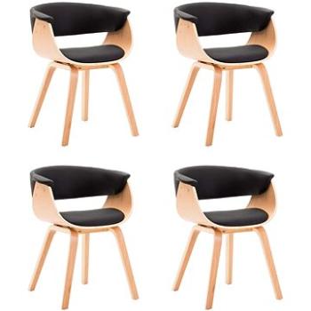 Jídelní židle 4 ks černé ohýbané dřevo a umělá kůže (278734)
