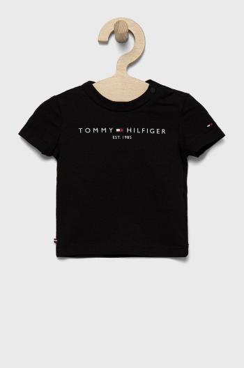 Dětské tričko Tommy Hilfiger černá barva