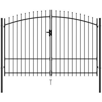 Dvoukřídlá zahradní brána s hroty ocelová 3×1,75 m černá 145737