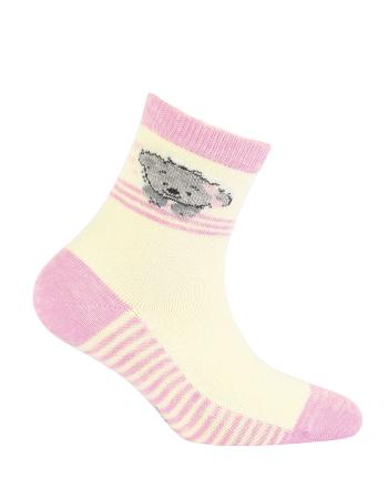 Dívčí vzorované ponožky  GATTA MEDVÍDEK krémové Velikost: 21-23