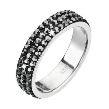 Stříbrný prsten s krystaly černý 35001.5 hematite, 50, Černá