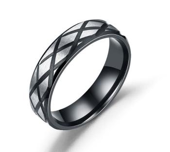 Ziskoun Prsten z broušené chirurgické oceli černostříbrný SR160 Velikost: 11