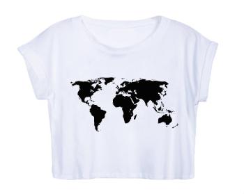 Dámské tričko Organic Crop Top Mapa světa