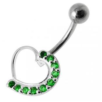 Šperky4U Stříbrný piercing do pupíku - srdce - BP01031-E