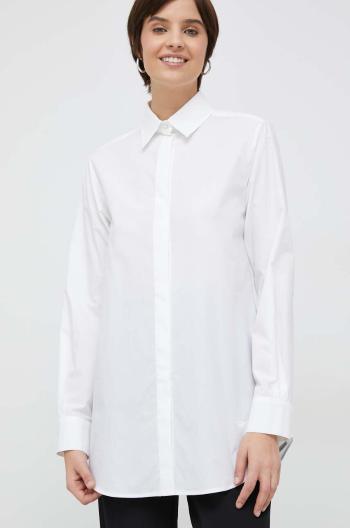 Bavlněné tričko Emporio Armani Bílá barva, relaxed, s klasickým límcem