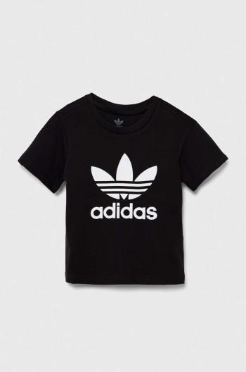 Dětské bavlněné tričko adidas Originals TREFOIL TEE černá barva, s potiskem, IY2385