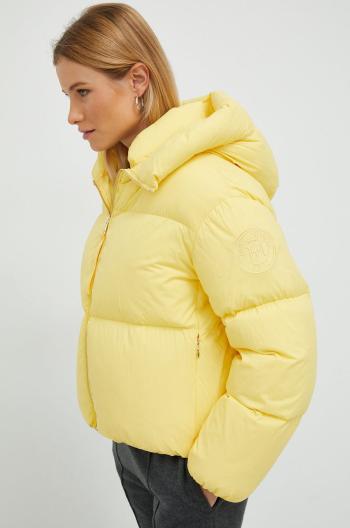 Péřová bunda Tommy Hilfiger dámská, žlutá barva, zimní