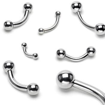 Piercing do obočí se dvěma kuličkami basic, různé velikosti - Rozměr: 1,6 mm x 16 mm x 5 mm