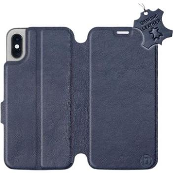 Flip pouzdro na mobil Apple iPhone XS - Modré - kožené -   Blue Leather (5903226519149)