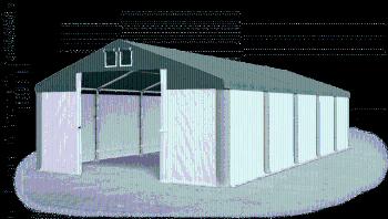 Garážový stan 4x8x2m střecha PVC 560g/m2 boky PVC 500g/m2 konstrukce ZIMA Bílá Zelená Šedé