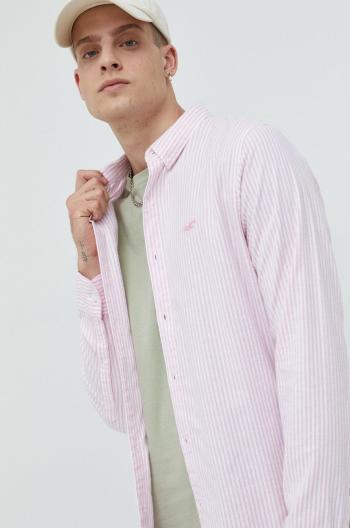 Košile Hollister Co. pánská, růžová barva, relaxed, s klasickým límcem