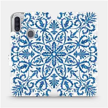 Flipové pouzdro na mobil Samsung Galaxy M11 - ME01P Modré květinové vzorce (5903516386864)