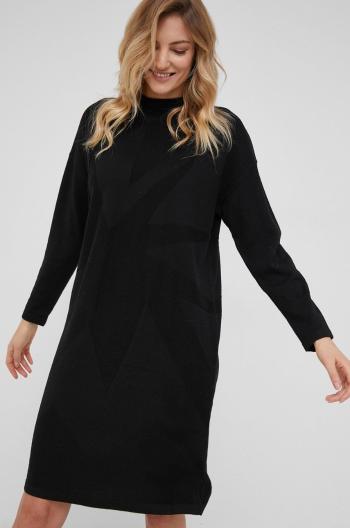 Vlněné šaty Answear Lab černá barva, mini, oversize