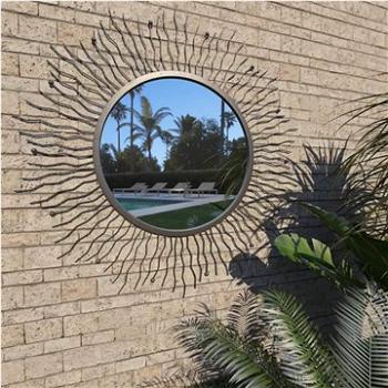 Zahradní nástěnné zrcadlo zářící slunce 80 cm černé (275612)