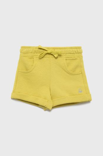 Dětské bavlněné šortky United Colors of Benetton žlutá barva, hladké, nastavitelný pas