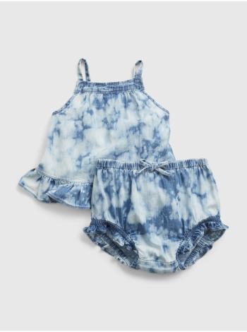 Modrý holčičí baby set tie-dye denim outfit set