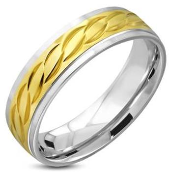 Šperky4U Ocelový prsten zlacený, šíře 6 mm - velikost 62 - OPR1807-6-62