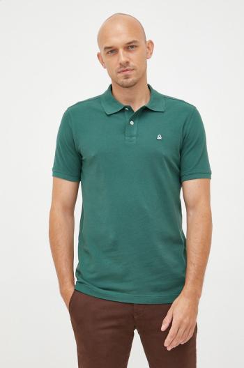 Bavlněné polo tričko United Colors of Benetton zelená barva