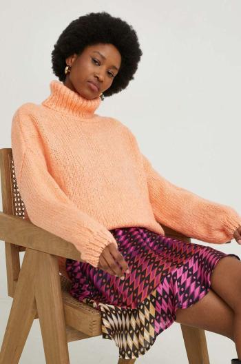 Vlněný svetr Answear Lab dámský, oranžová barva, s golfem