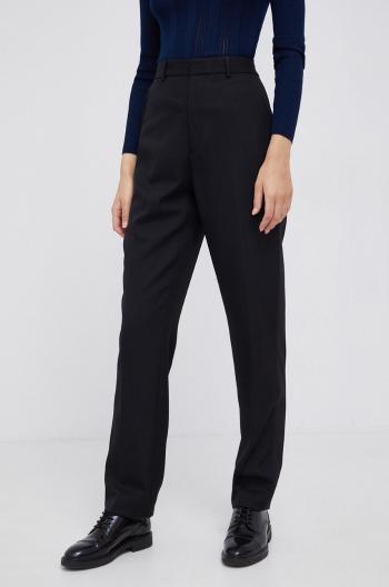 Hedvábné kalhoty Polo Ralph Lauren dámské, černá barva, jednoduché, high waist