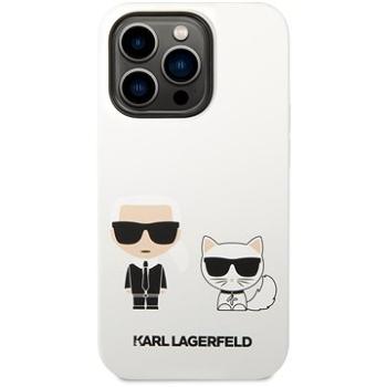 Karl Lagerfeld and Choupette Liquid Silicone Zadní Kryt pro iPhone 14 Pro White (KLHCP14LSSKCW)