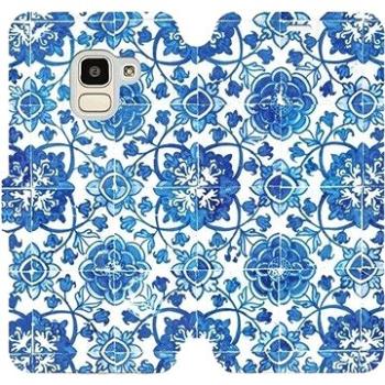 Flipové pouzdro na mobil Samsung Galaxy J6 2018 - ME05P Modré dlaždice s květy (5903226359738)