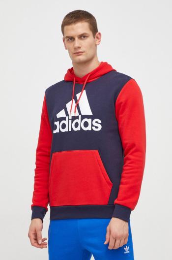 Mikina adidas pánská, červená barva, s kapucí, vzorovaná, IL5656