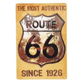 Žlutá retro kovová cedule Route 66 - 20*30 cm 6Y4110