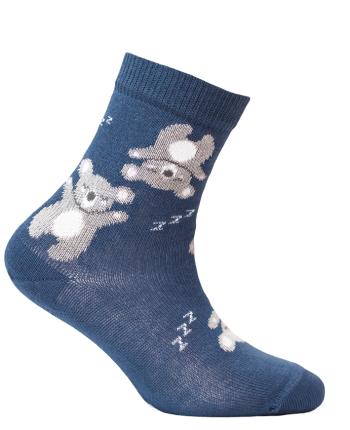 Dívčí ponožky s obrázkem WOLA MÉĎOVÉ modré Velikost: 30-32